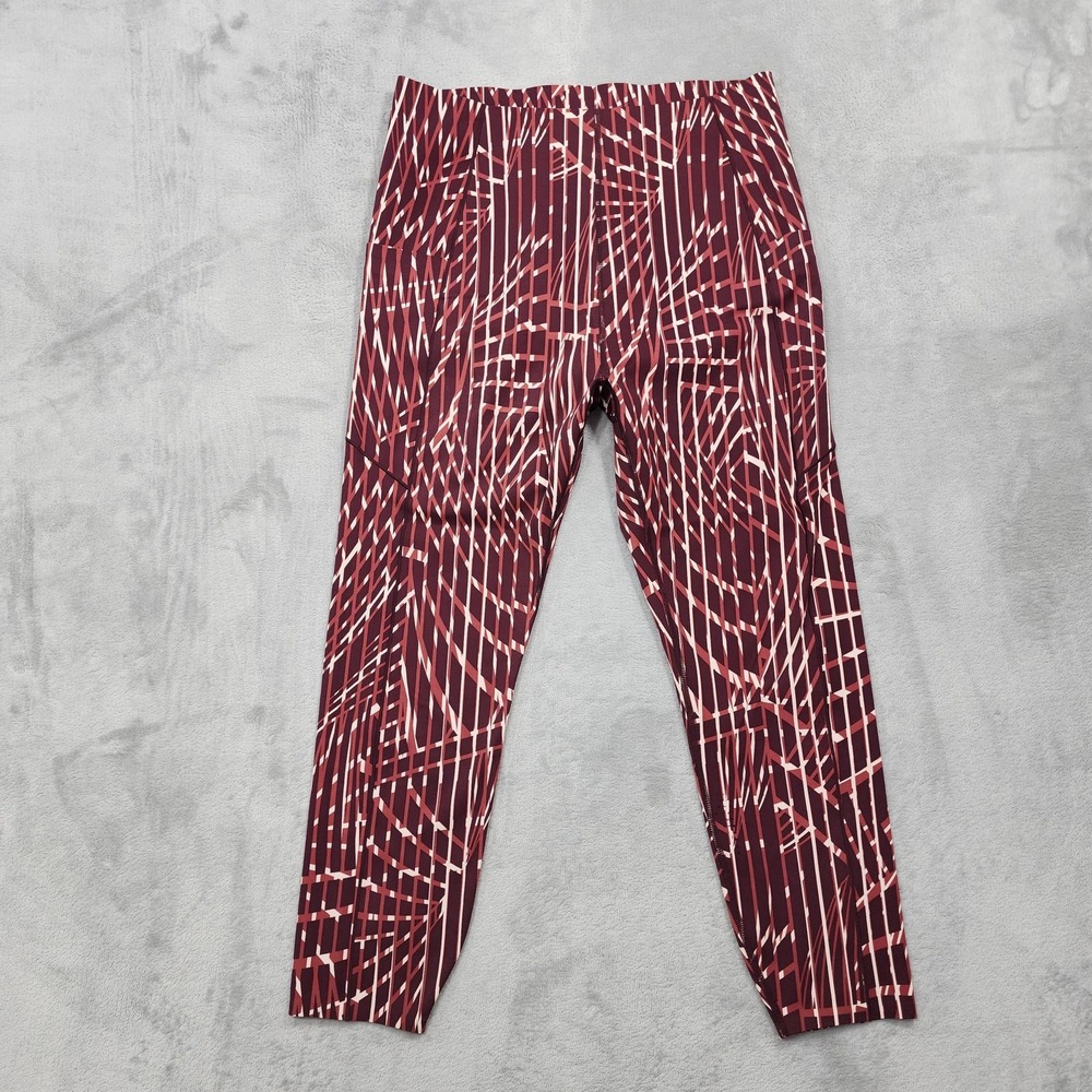 Sweaty Betty Leggings Womens XL Red Power 7/8 Geometric Pockets Yoga Gym Running